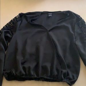 Black v neck with lace sleeves